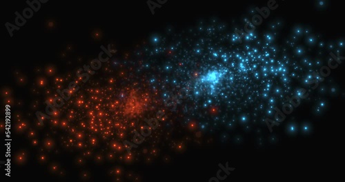 Abstract animation. Abstract galaxies with blue and yellow stars. Stars being born and dying. photo