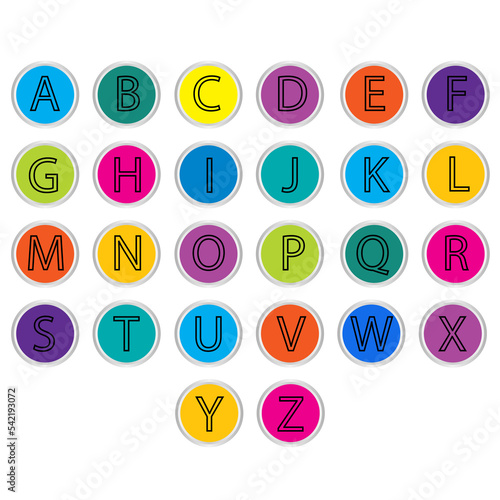 Flat icons alphabet  Latin alphabet letters  isolated on white background  jpeg illustration. Attractive full alphabet for kids presentations jpg illustration  