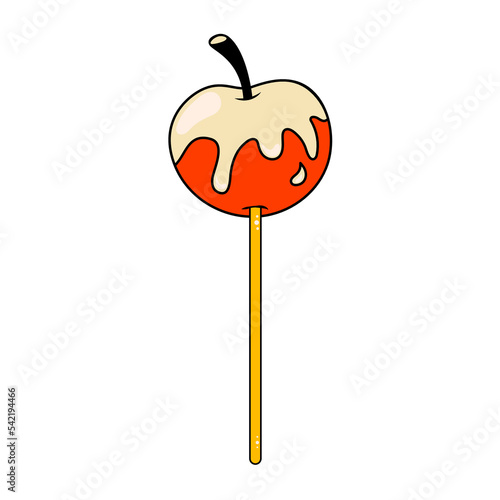 Apple in Caramel on a Stick Isolated Element