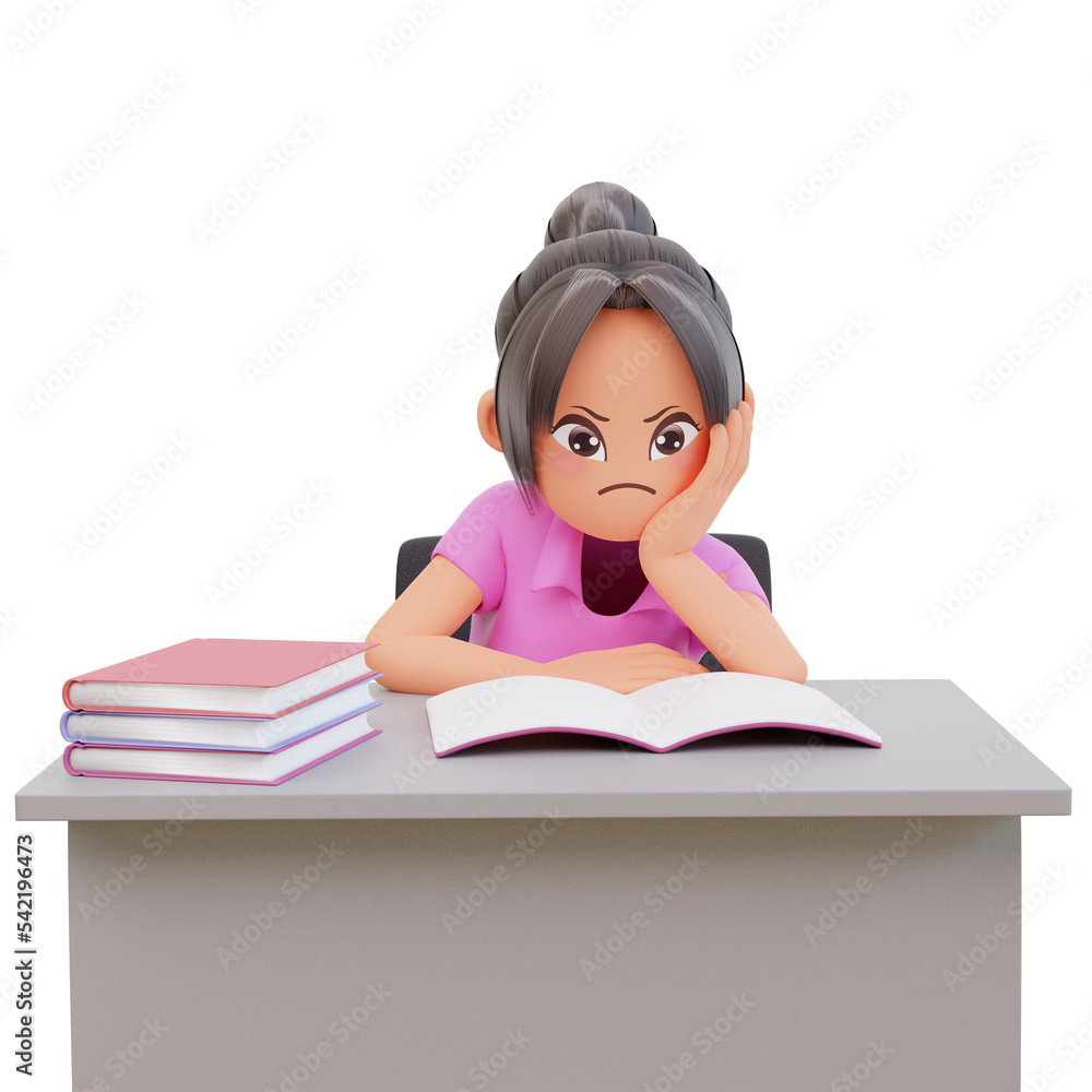 erious young student reading a book preparing the exam education and learning concept, 3d illustration erious young student reading a book preparing the exam education and learning concept, 3d illustration