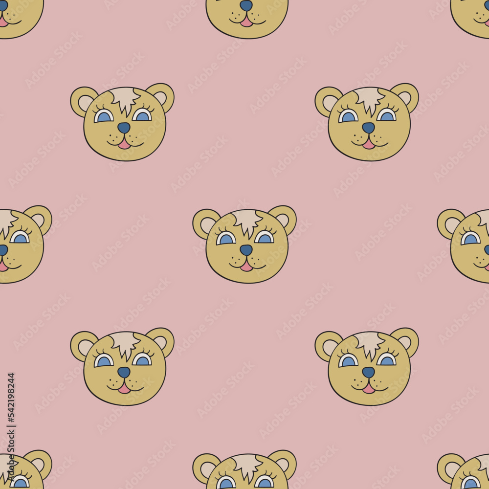 Bear vector seamless pattern. Cute repeat background for textile, design, fabric, cover etc.