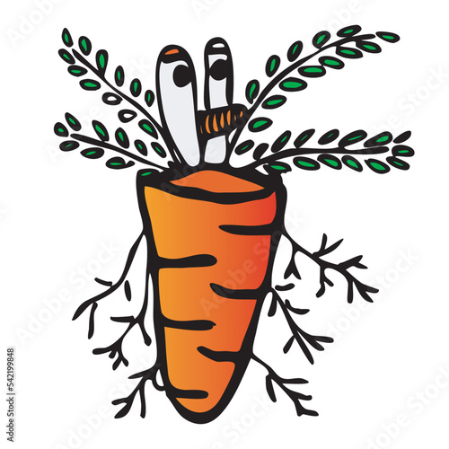 carrot monster with eyes that look like Mr. Krabs