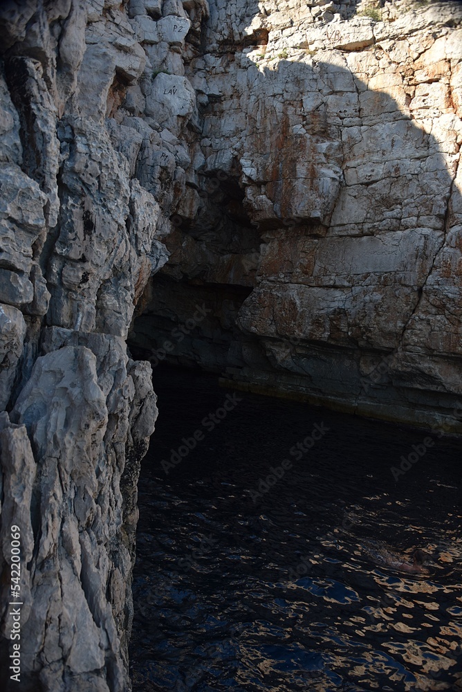 the entrance to Odysseus' cave on the island of Mljet in Croatia the entrance to Odysseus' cave on the island of Mljet in Croatia