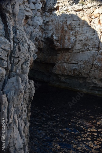 the entrance to Odysseus' cave on the island of Mljet in Croatia