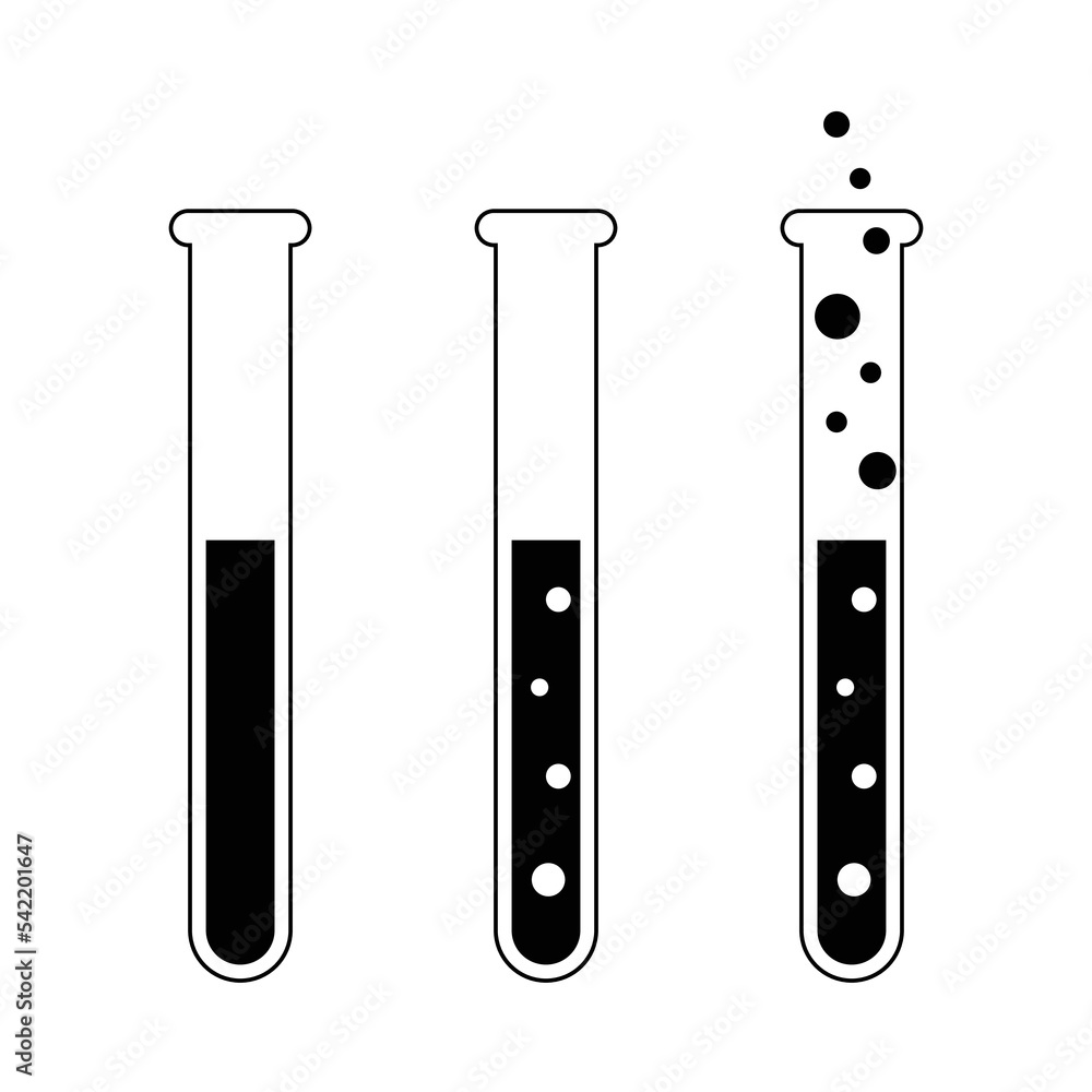 Test tube set black white flat design icon - vector illustration Test tube set black white flat design icon - vector illustration