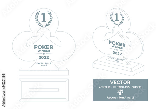 Casino trophy vector template, Poker tournament trophy template, Casino championship award
