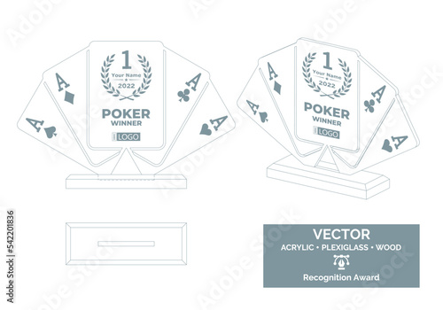 Casino trophy vector template, Poker tournament trophy template, Casino championship award