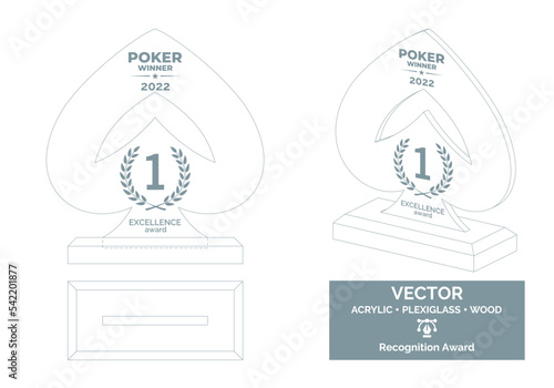 Casino trophy vector template, Poker tournament trophy template, Casino championship award