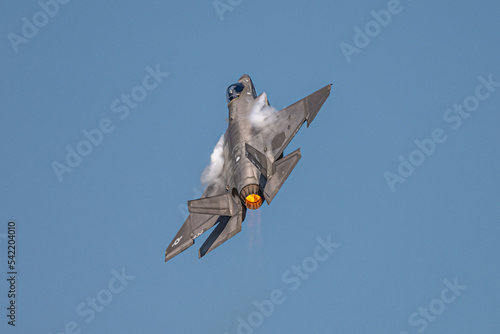 Fighter jet in turn