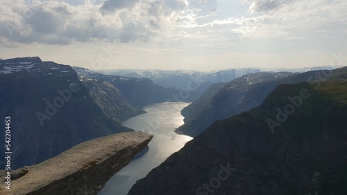 Trolltunga, view from the mountain, Norway