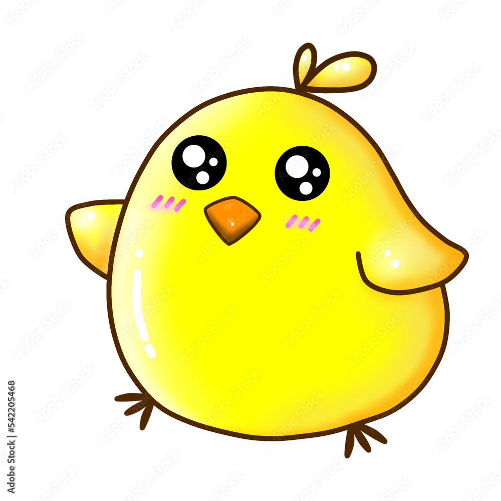 Cute yellow cartoon chick.
