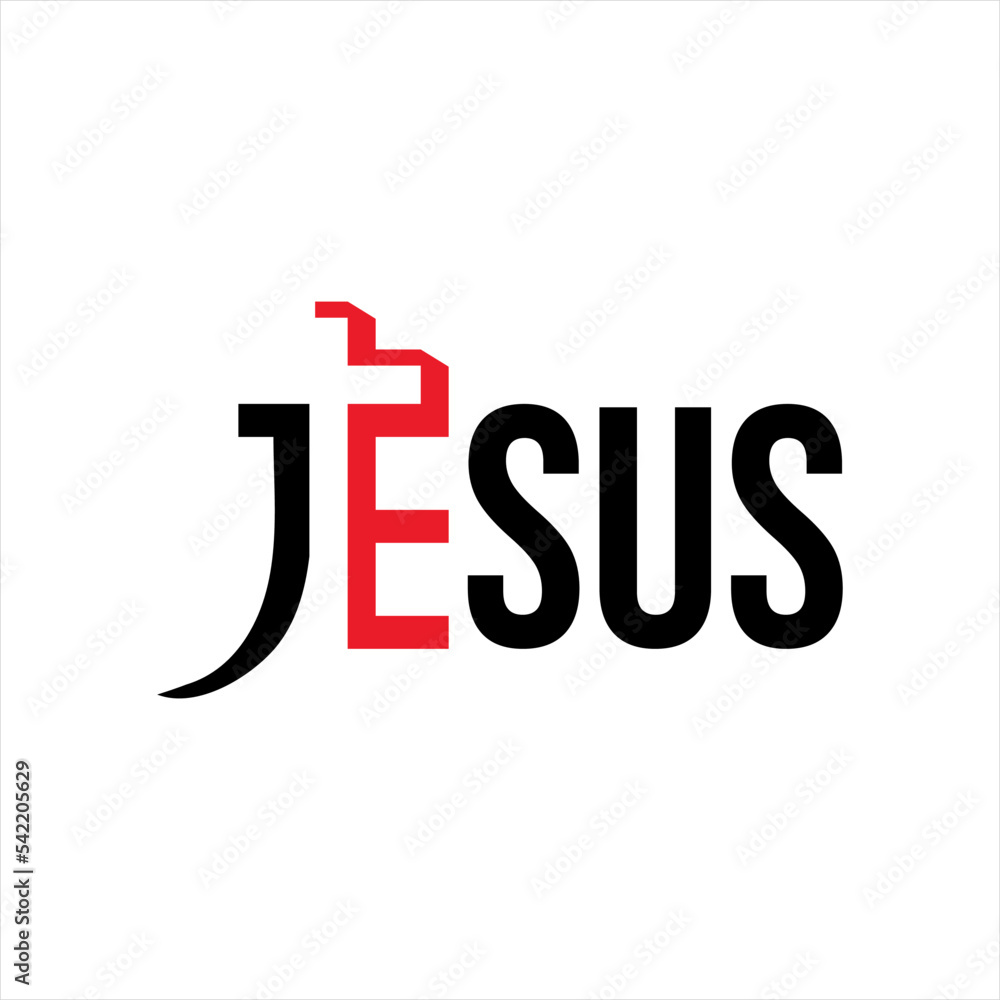 Jesus letter with cross logo design illustration. Isolated on a white background. Jesus letter with cross logo design illustration. Isolated on a white background.