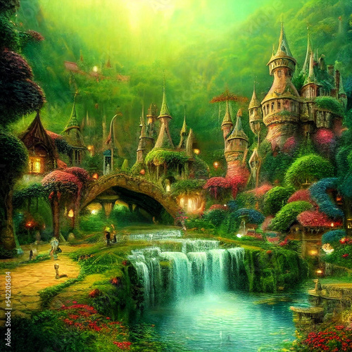 Beautiful Fairies and Elves village fantasyland © rufous