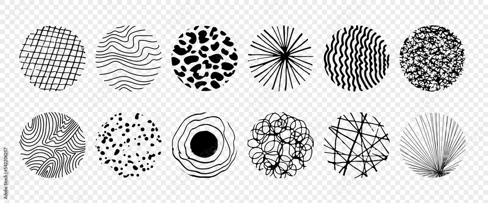 A set of abstract round doodle elements on a transparent background A set of abstract round doodle elements on a transparent background