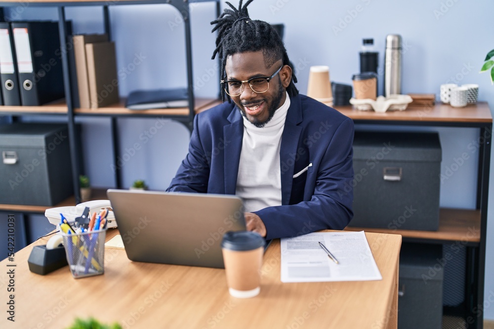 African american woman bussiness worker using laptop working at office African american woman bussiness worker using laptop working at office