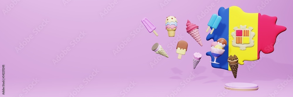 3d rendering of ice cream consumption in Andoraa for social media content