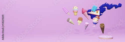 Obraz na płótnie 3d rendering of ice cream consumption in American samoa for social media content w salonie