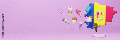 Obraz na płótnie 3d rendering of ice cream consumption in Andoraa for social media content w salonie