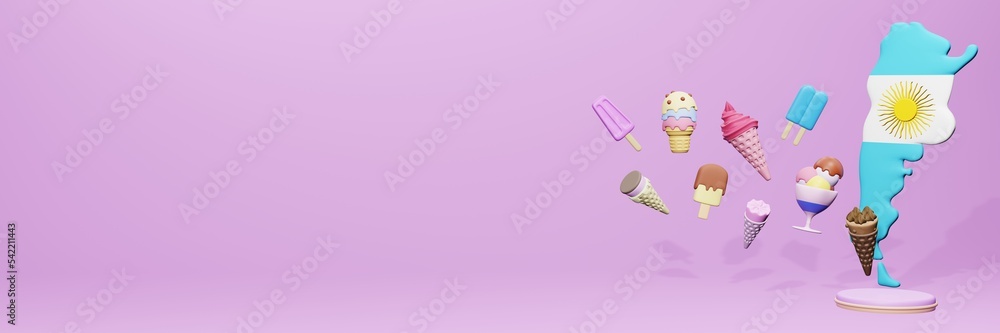 3d rendering of ice cream consumption in Argentina for social media content