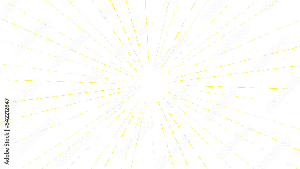 黄色い破線の集中線　16：9　PNG