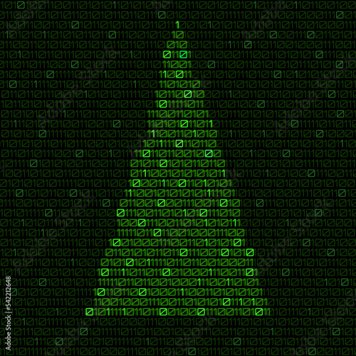 Digital christmas tree with binary code. Christmas tree. Vector illustration