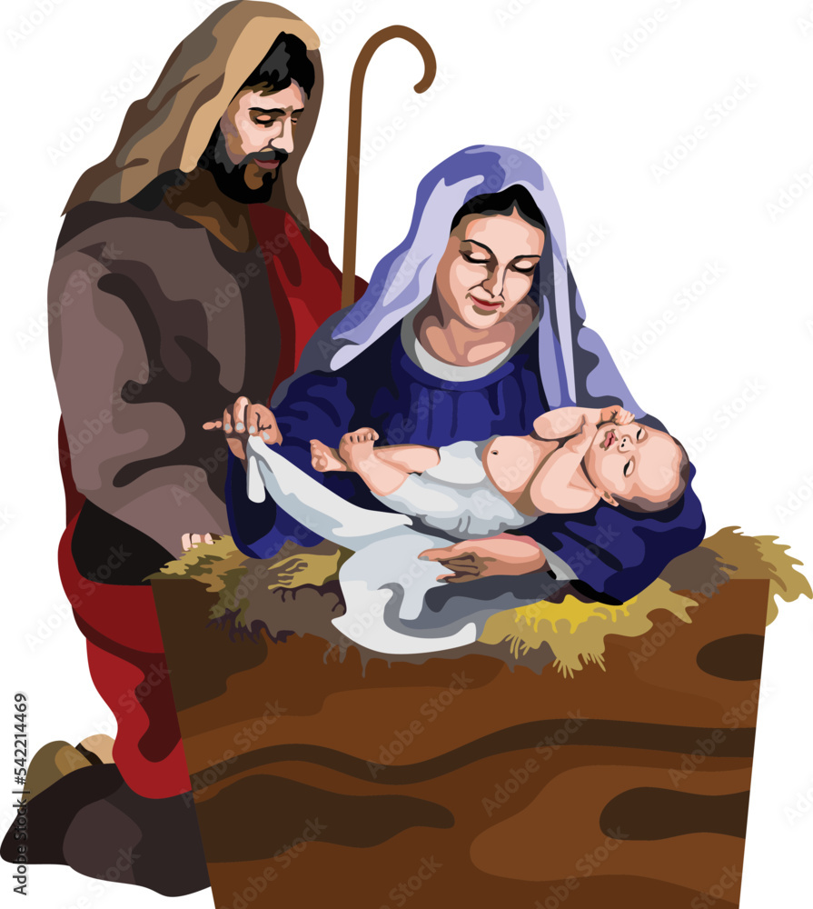 Jesus Born Christmas Vector Illustration
