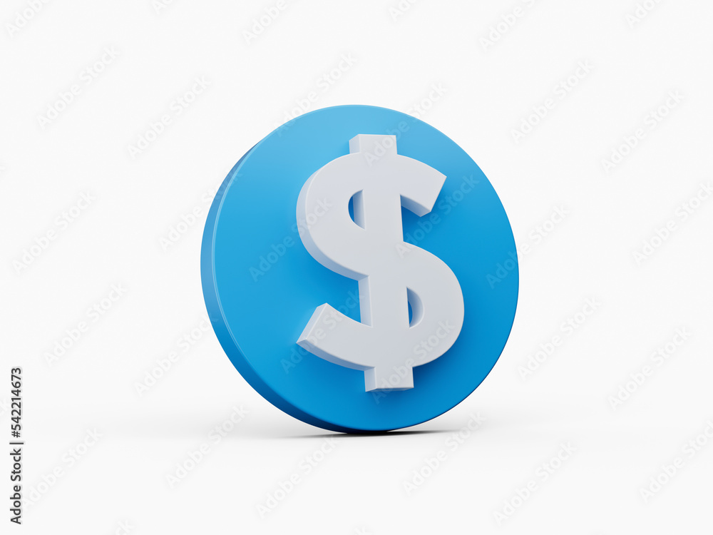 Dollar Symbol icon isolated on white background 3d illustration Dollar Symbol icon isolated on white background 3d illustration