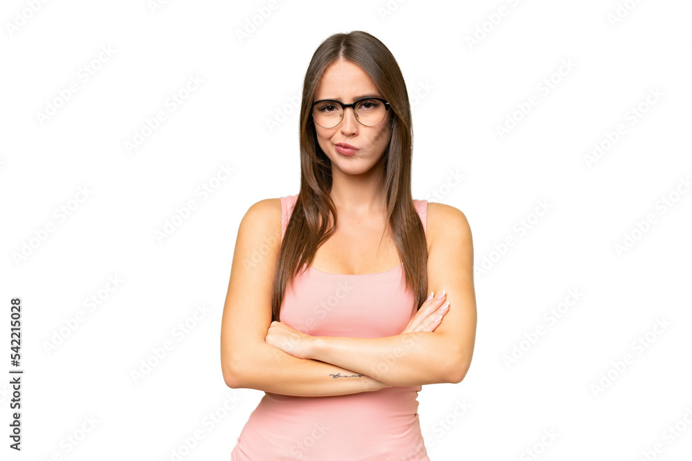 Young pretty caucasian woman over isolated background feeling upset Young pretty caucasian woman over isolated background feeling upset
