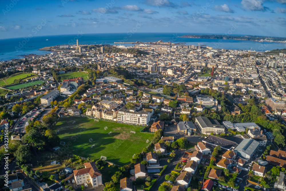 Aerial View of the St. Helier Suburb of Saint Saviour, Jersey
