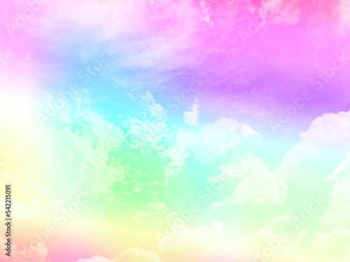 beauty sweet pastel yellow violet   colorful with fluffy clouds on sky. multi color rainbow image. abstract fantasy growing lights