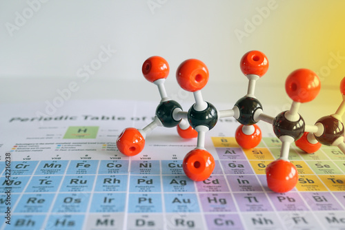 Фотография Simulate Shape of covalent molecules on a periodic table background