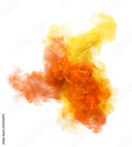 Yellow and orange puff of smoke. 3D mistery and dangerous fog texture