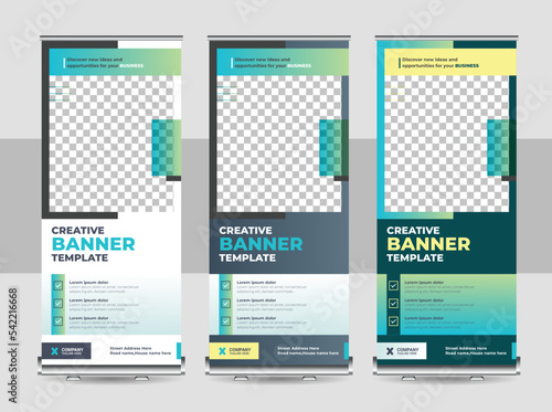 Business Roll Up Banner, corporate Roll up background for Presentation, Vertical roll up, x-stand, exhibition display, Retractable banner template