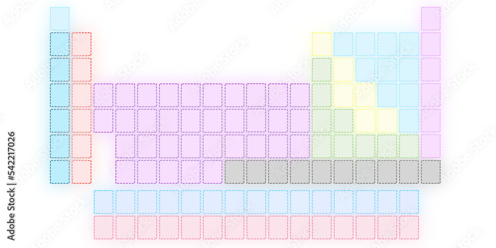 schema di tabella periodica degli elementi su sfondo trasparente