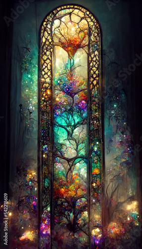 Beautiful Stained Glass Window, Dream Catcher, Colourful Art