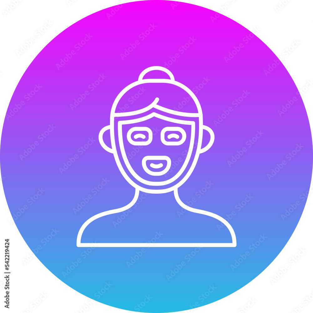 Facial Mask Gradient Circle Line Inverted Icon