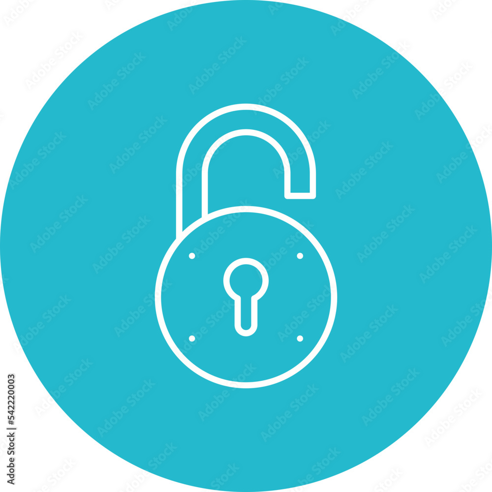 Open Lock Multicolor Circle Line Inverted Icon Open Lock Multicolor Circle Line Inverted Icon