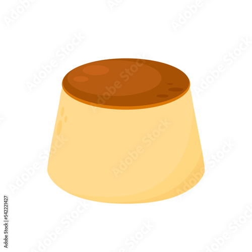 Pudding custard with caramel glaze. flat illustration in cartoon style isolation on a white background.