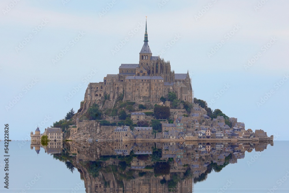 abbey of mont saint michel in the north of france at high tide