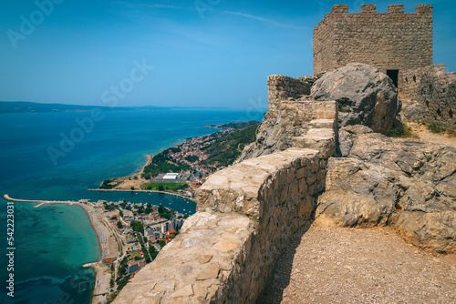 Omis cityscape view from the Tvrdava Starigrad fortress, Dalmatia, Croatia