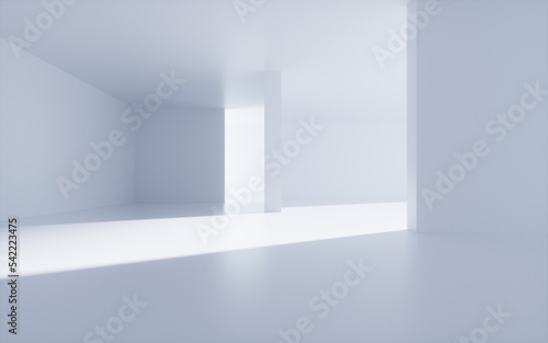 White abstract geometric architecture, Interior geometry scene, 3d rendering.