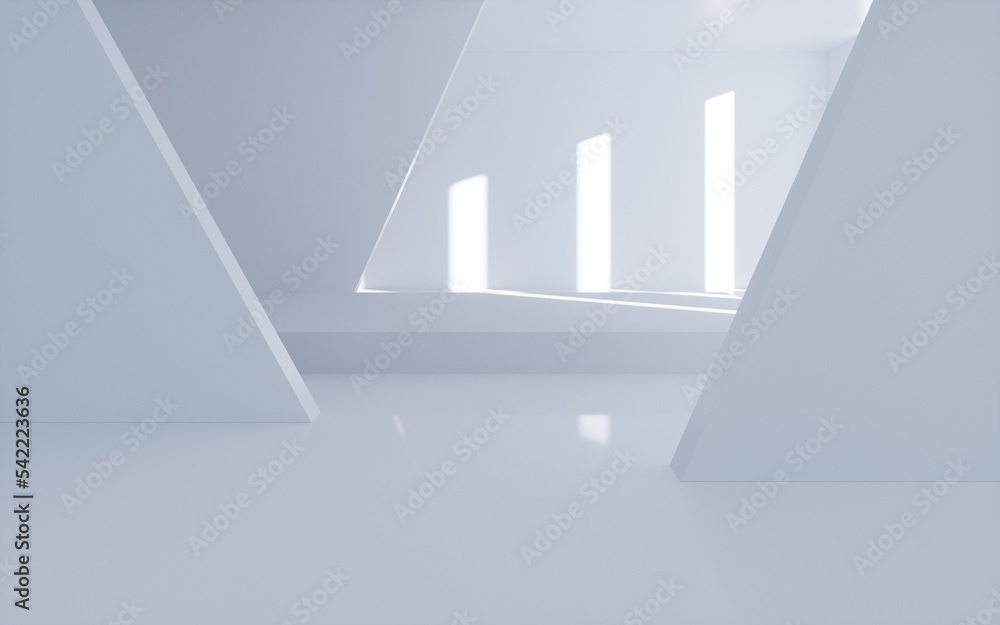 White abstract geometric architecture, Interior geometry scene, 3d rendering. White abstract geometric architecture, Interior geometry scene, 3d rendering.