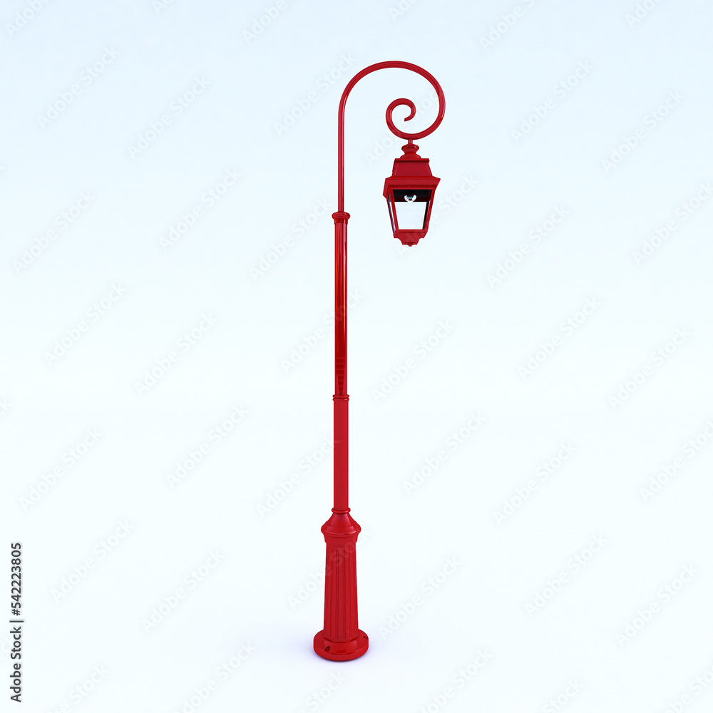 Fototapeta premium 3d render of a street lamp with a glossy red paint