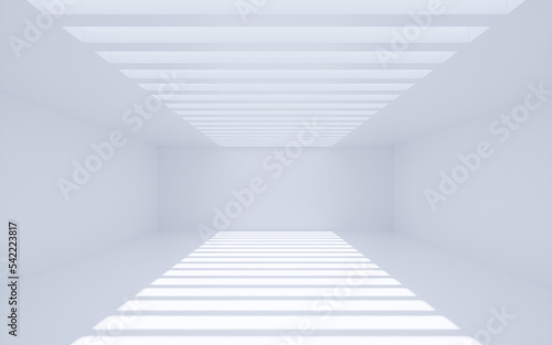 White abstract geometric architecture  Interior geometry scene  3d rendering.