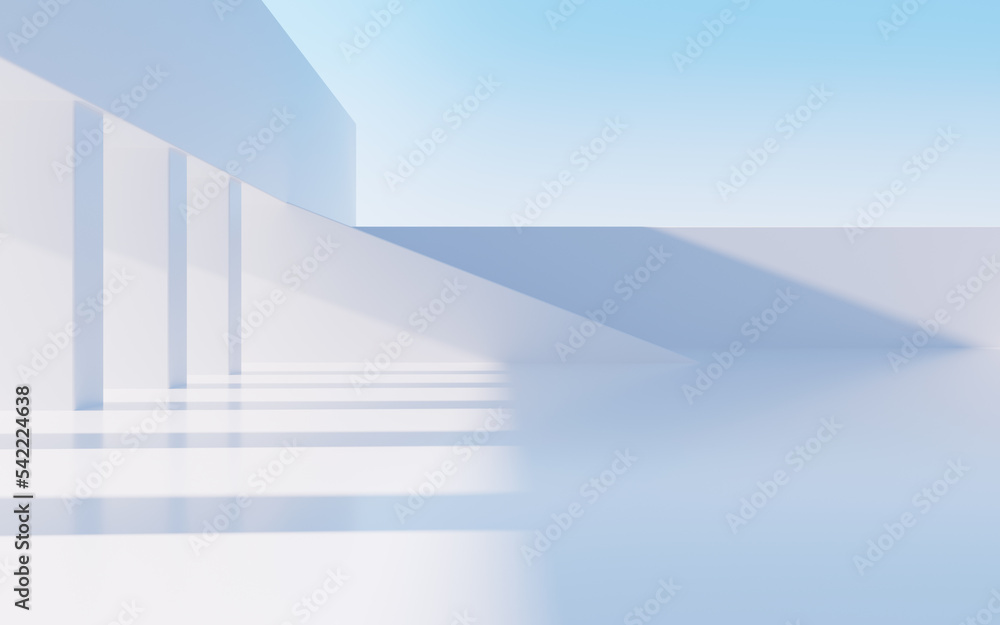White abstract geometric architecture, outdoor architecture scene, 3d rendering. White abstract geometric architecture, outdoor architecture scene, 3d rendering.