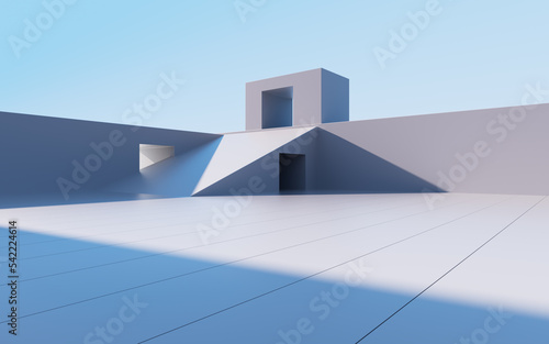 Gray abstract geometric architecture  outdoor architecture scene  3d rendering.