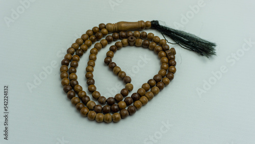 wooden tasbih beads isolated. islamic prayer beads