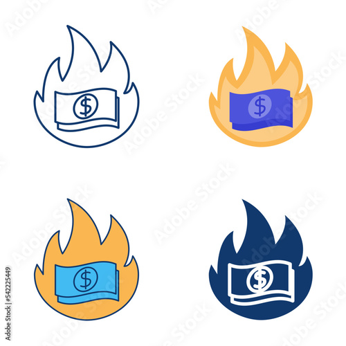 Inflation icon set in flat and line style