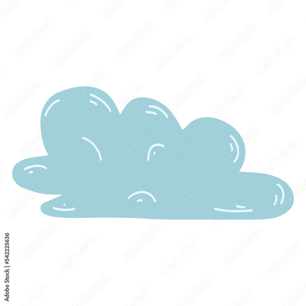 Cartoon hand drawn cloud icon. Vector illustration of weather forecast, natural phenomena in childish style Cartoon hand drawn cloud icon. Vector illustration of weather forecast, natural phenomena in childish style
