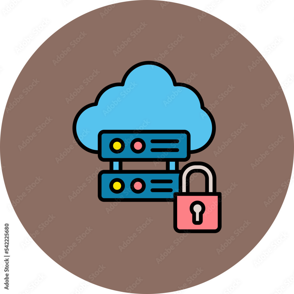 Data Security Multicolor Circle Filled Line Icon